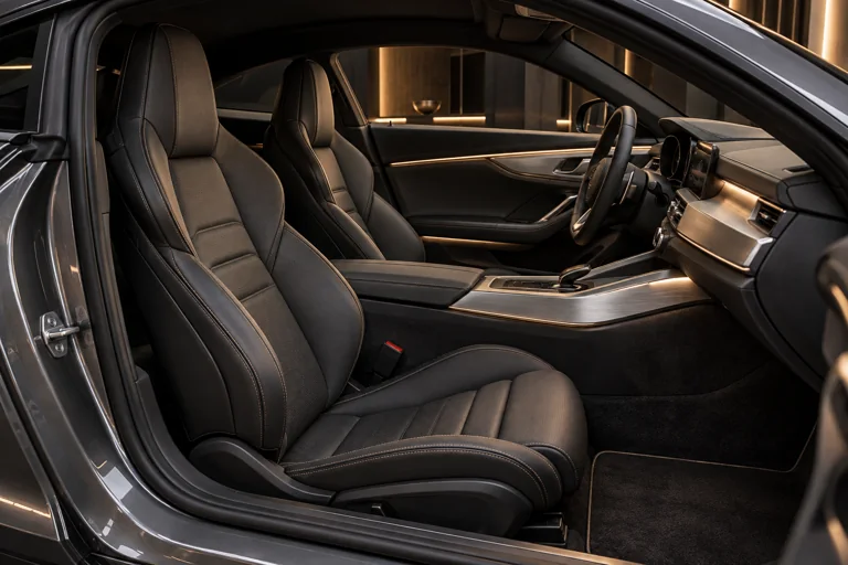 Detalhes do interior em couro